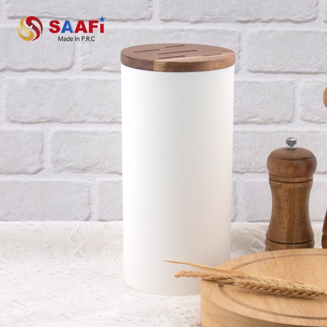 Modern Knife Block Holder with Wooden Top – Stylish Kitchen Knife Organizer