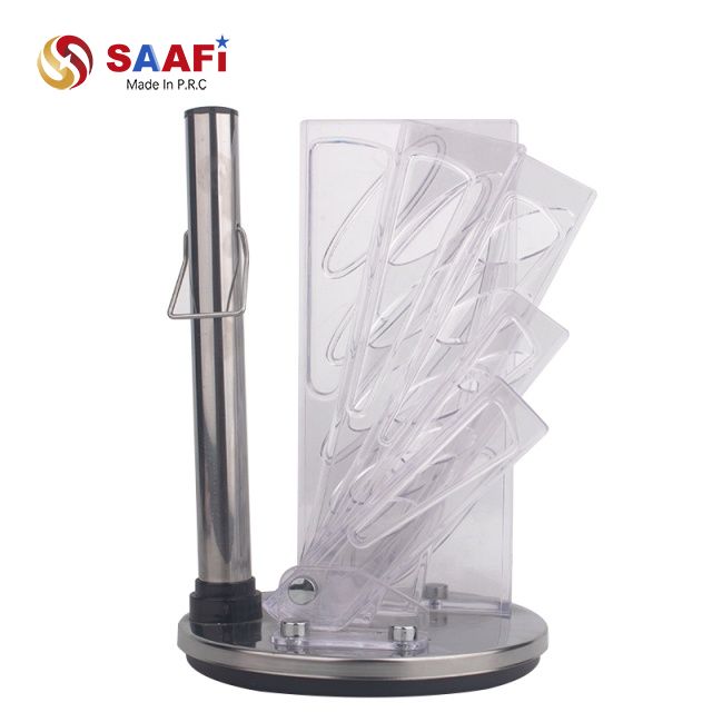 Stainless Steel Rotating Knife Block with Transparent Acrylic Slots
