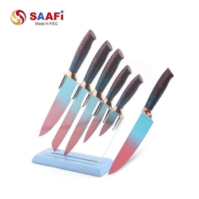 Magnetic Acrylic Knife Block – Transparent Universal Knife Holder with Blue Base