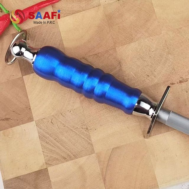 Durable Stainless Steel Honing Rod with Ergonomic Blue Handle – Knife Sharpening Steel for Chefs