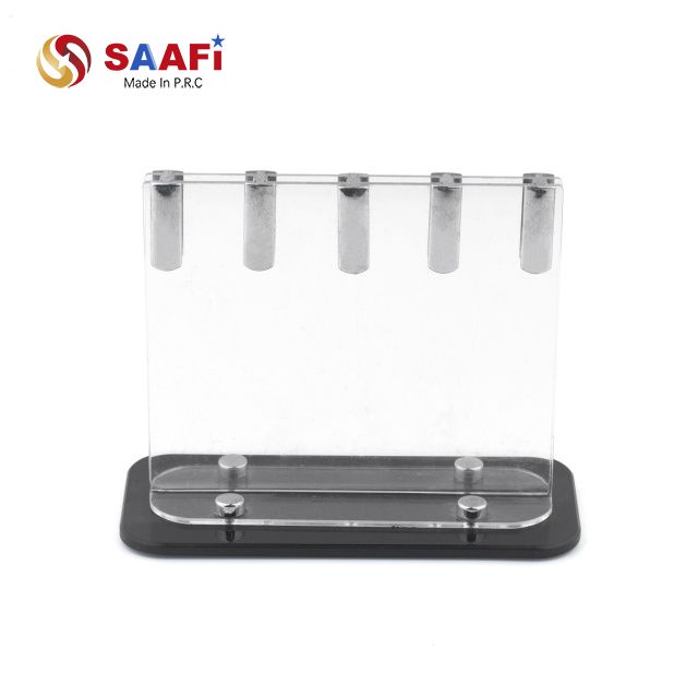 Clear Acrylic Knife Block Stand – Transparent Magnetic Kitchen Knife Holder for 4 Knives