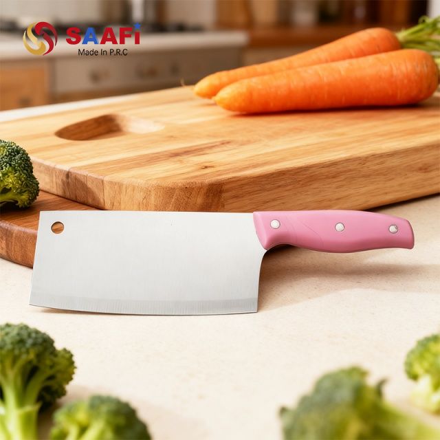 Professional Stainless Steel Cleaver Knife with Ergonomic Plastic Handle – Lightweight Kitchen Chopper