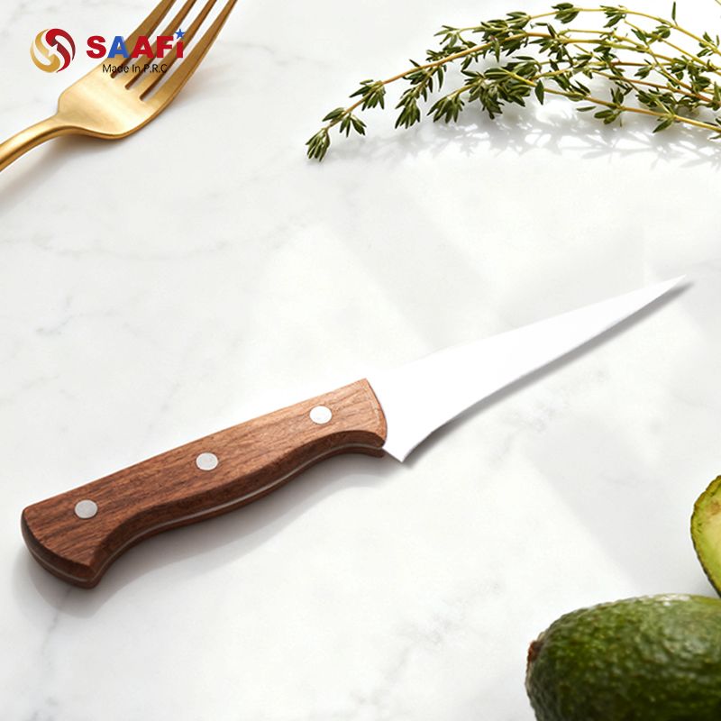 Professional Boning Knife with Wooden Handle for Precision Meat Processing