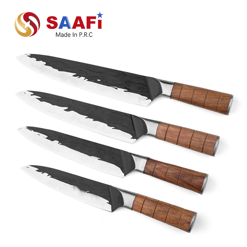 Black Coating Chef Knife with Wood Handle