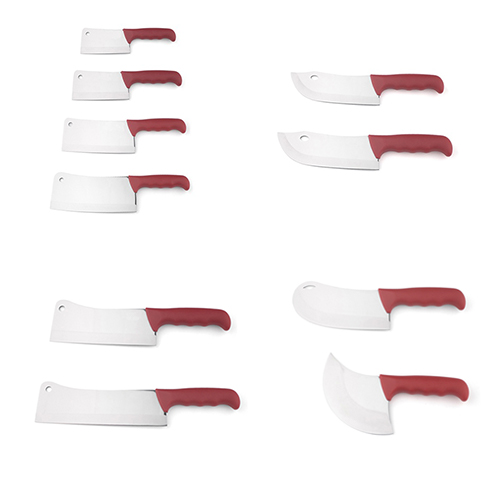 Red plastic handle cleavers
