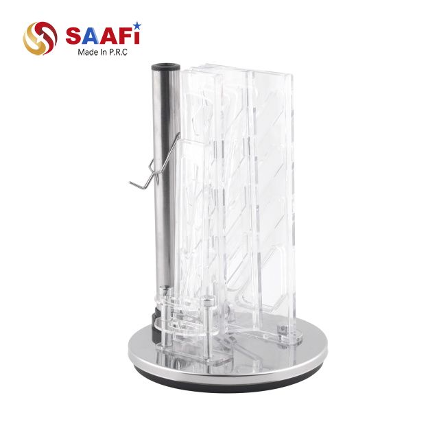 Stainless Steel Knife Holder with Transparent Acrylic Slots | Modern Kitchen Knife Block