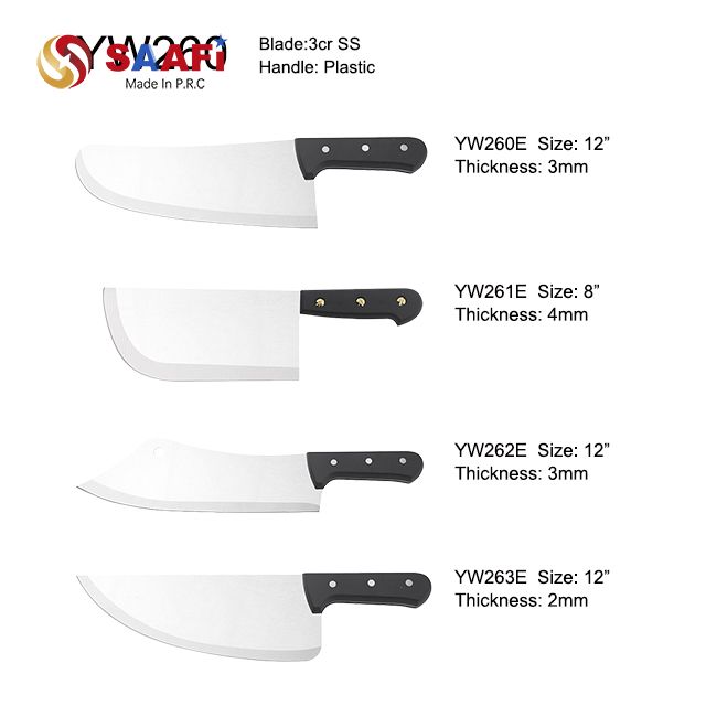 Heavy-Duty Cleaver Knives with Plastic Handles for Butchers & Chefs