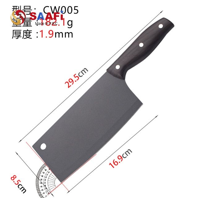 Professional Stainless Steel Cleaver Knife with Ergonomic Wooden Handle for Kitchen Use