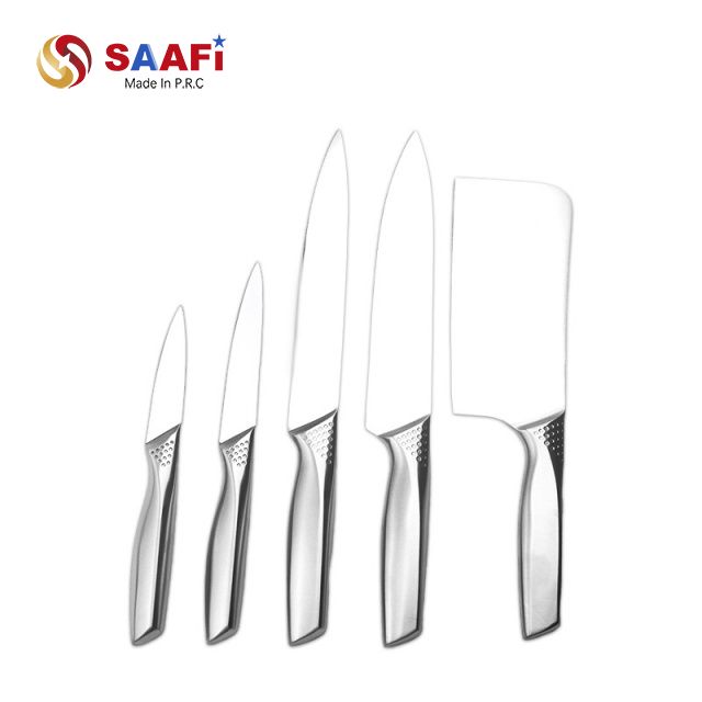 5-Piece Stainless Steel Hollow Handle Kitchen Knife Set – Chef, Bread, Carving, Utility & Paring Knives