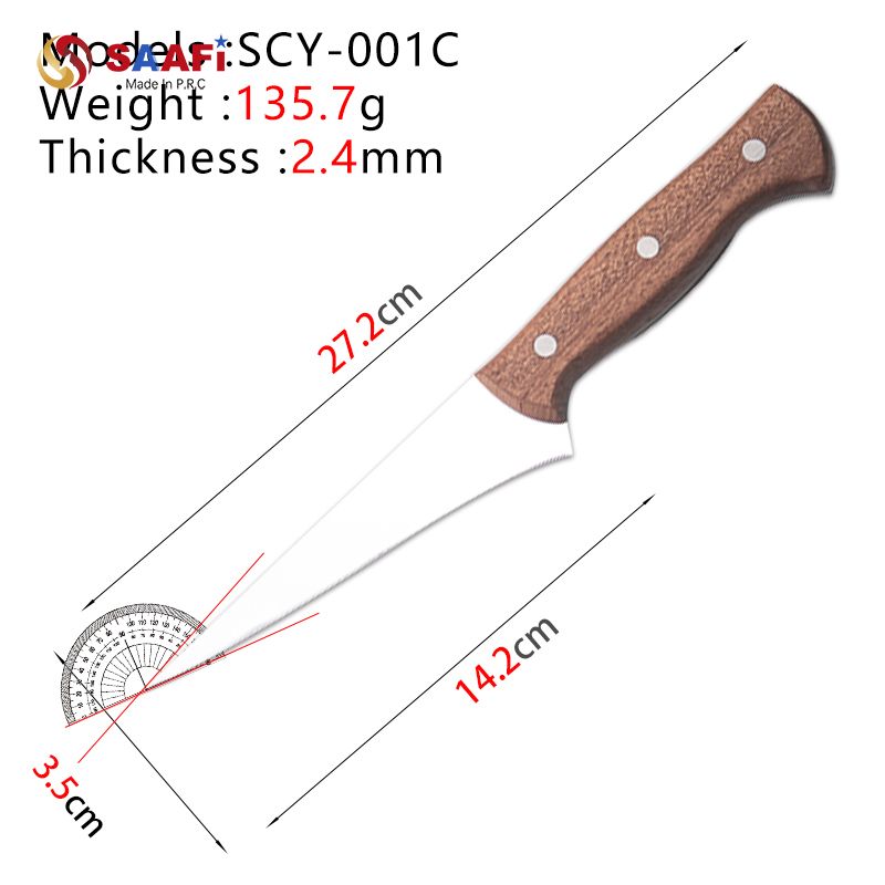 Professional Boning Knife with Wooden Handle for Precision Meat Processing