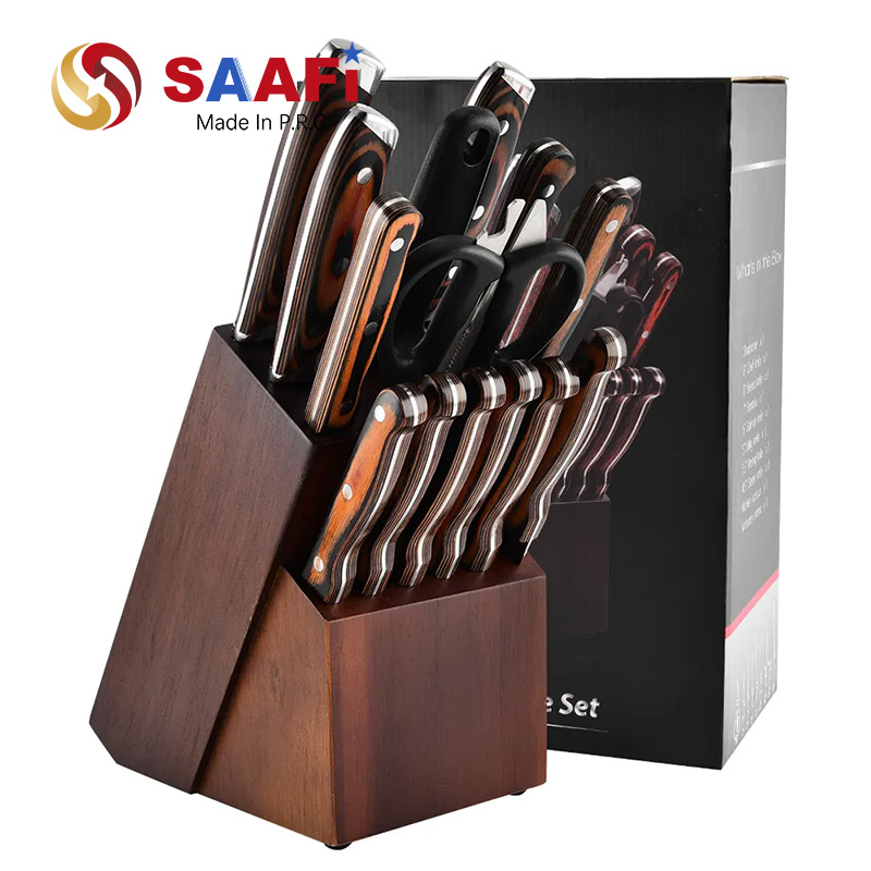Kitchen Knives Chef with Red Colored Wooden Handle