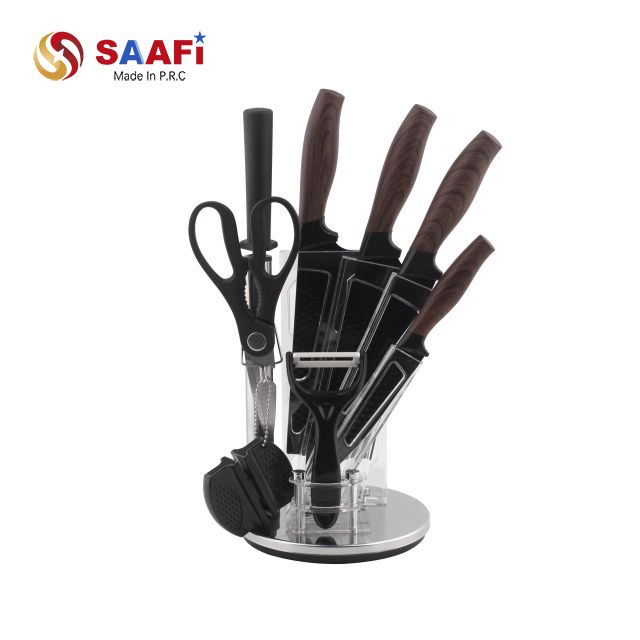 Stainless Steel Knife Holder with Transparent Acrylic Slots | Modern Kitchen Knife Block