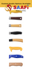 Professional Kitchen Knives with Yellow Plastic Handles