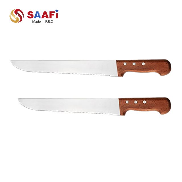 Serrated Butcher Knives with Wooden Handle – Stainless Steel Blades in 16″ & 18″
