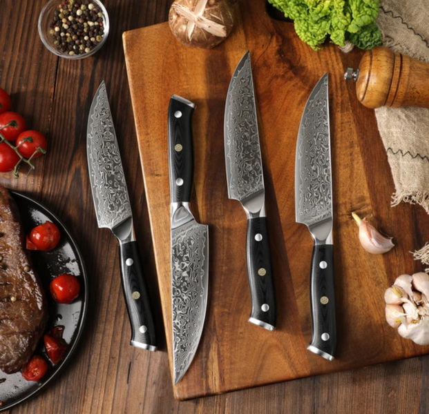 Handmade Damascus Kitchen Knife Set France