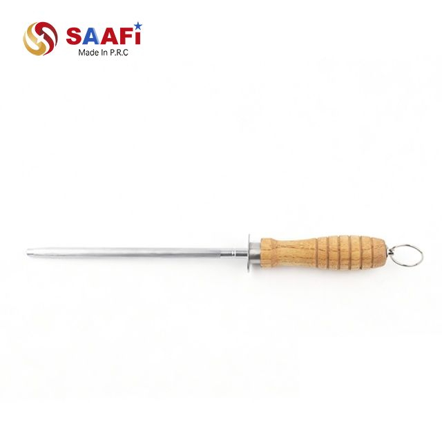 Professional Wooden Handle Honing Steel – Durable Knife Sharpening Rod for Kitchen And Butcher Use