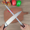Professional Stainless Steel Honing Steel with Wood Grain Plastic Handle – Kitchen Knife Sharpening Rod