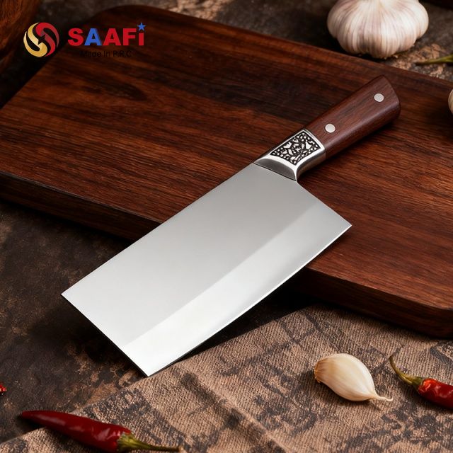 Stainless Steel Cleaver Knife with Wooden Handle – 7 Inch Kitchen Butcher Knife