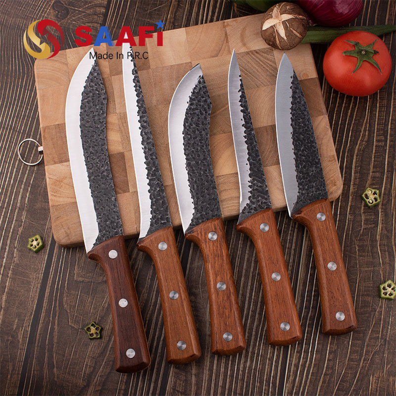 Black Coating Chef Knife with Sapele Wood Handle