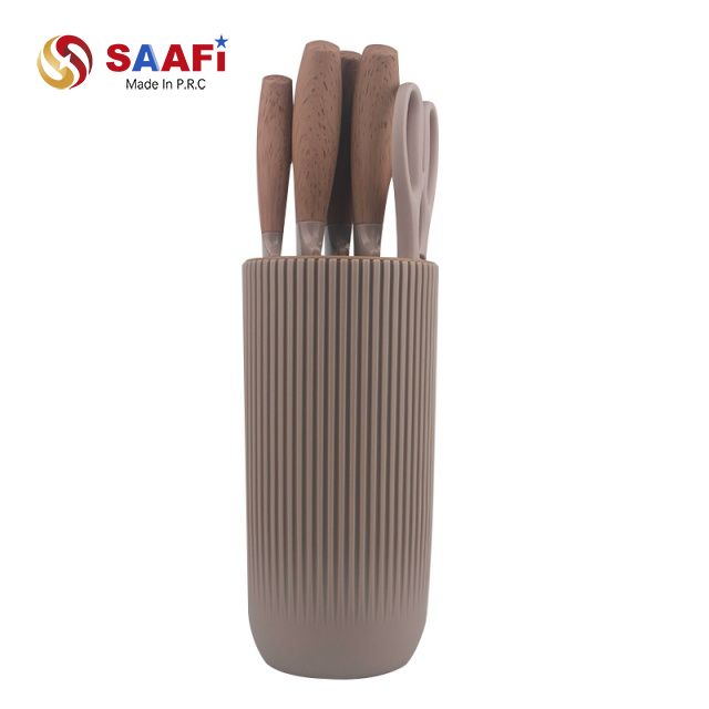 Modern Vertical Knife Block – Space-Saving Knife Holder with Anti-Slip Base And Sleek Ribbed Design