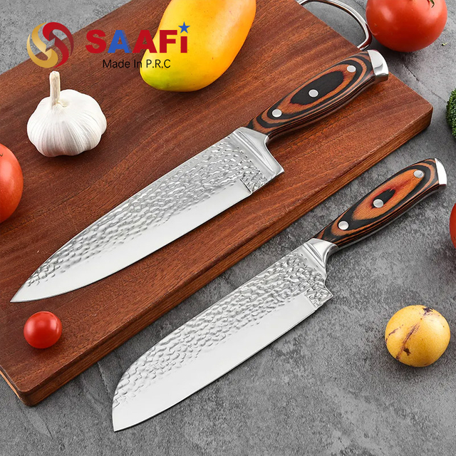 Kitchen Knives Chef with Red Colored Wooden Handle
