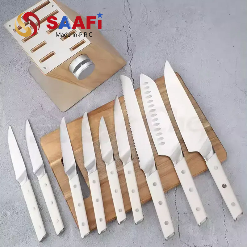 10 Pcs Kitchen Knife Set With Sharpener