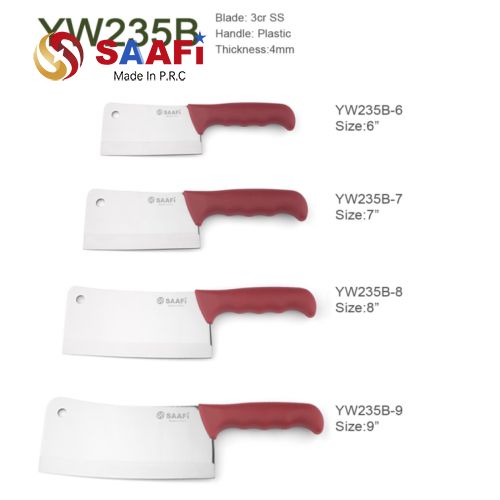 Heavy-Duty Cleaver Knives – 3Cr Stainless Steel with Durable Plastic Handle, Available in 6″ To 9″ Sizes