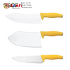 Professional Kitchen Knives with Yellow Plastic Handles