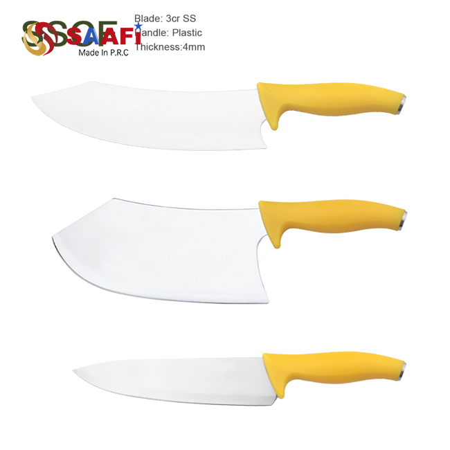 Professional Kitchen Knives with Yellow Plastic Handles