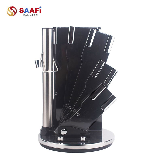 Rotating Acrylic Knife Block with Stainless Steel Stand – Modern Kitchen Knife Holder
