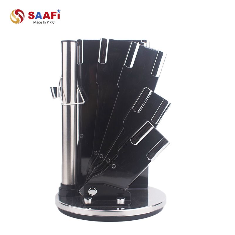 Rotating Acrylic Knife Block with Stainless Steel Stand – Modern Kitchen Knife Holder