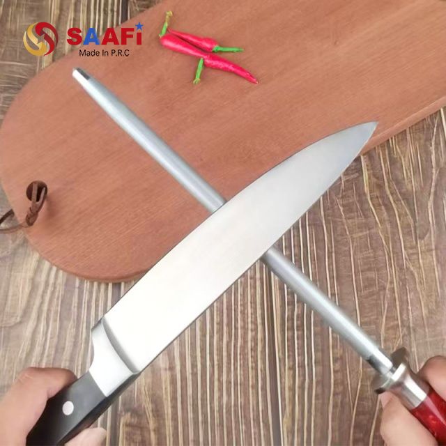 Premium Knife Honing Rod with Hardwood Handle – Stainless Steel Sharpening Tool for Chefs