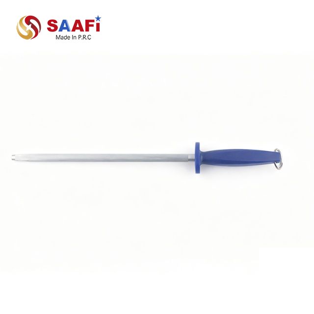 Professional Stainless Steel Sharpening Rod with Blue Plastic Handle