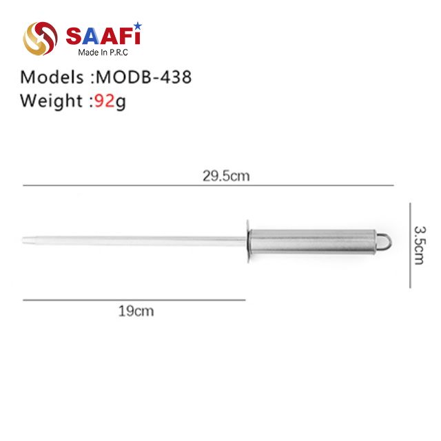 Stainless Steel Knife Sharpening Rod with Ergonomic Handle – Lightweight 19cm Honing Steel