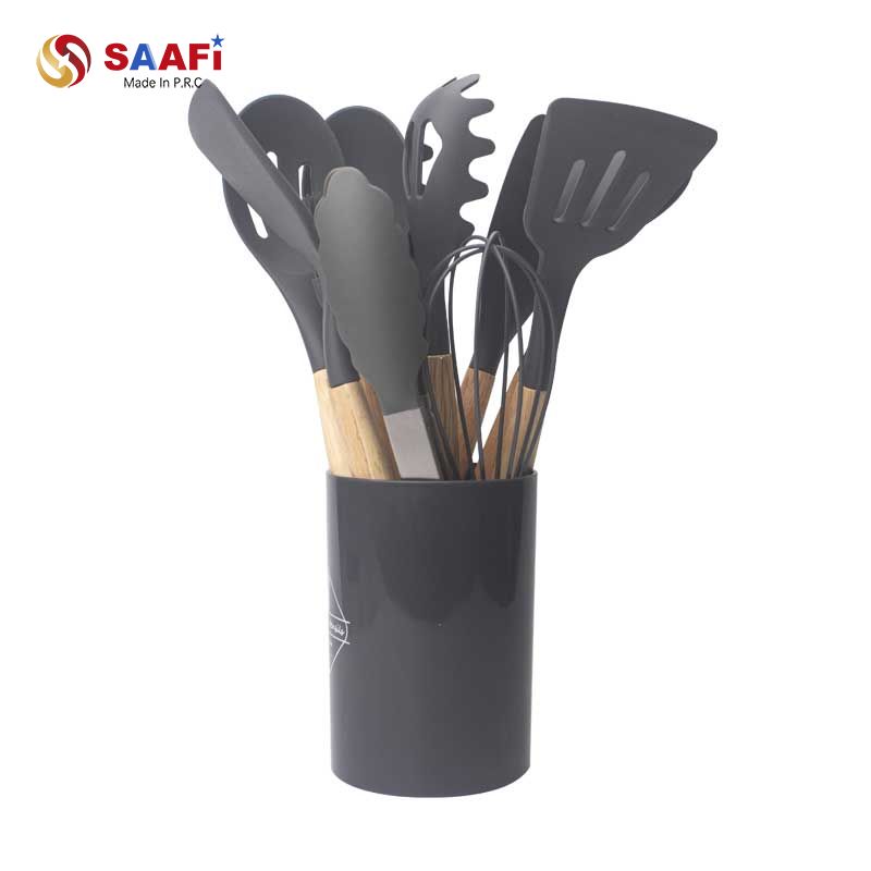Premium Silicone Kitchen Utensil Set with Wooden Handles – Non-Stick & Heat Resistant Cooking Tools