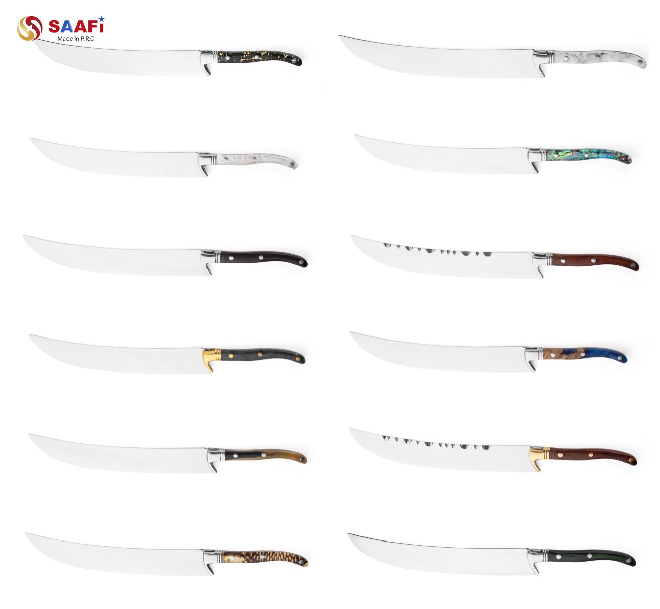 Premium Ham Slicing Knife Long Blade Stainless Steel Meat Carving Knife with Custom Handle