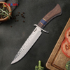 Hand Forged Damascus Pattern Hunting Knife with Wooden Handle And Guard – Outdoor Survival Fixed Blade Knife