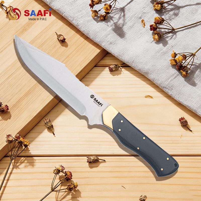 Heavy Duty Fixed Blade Hunting Knife with Wooden Handle for Outdoor Survival