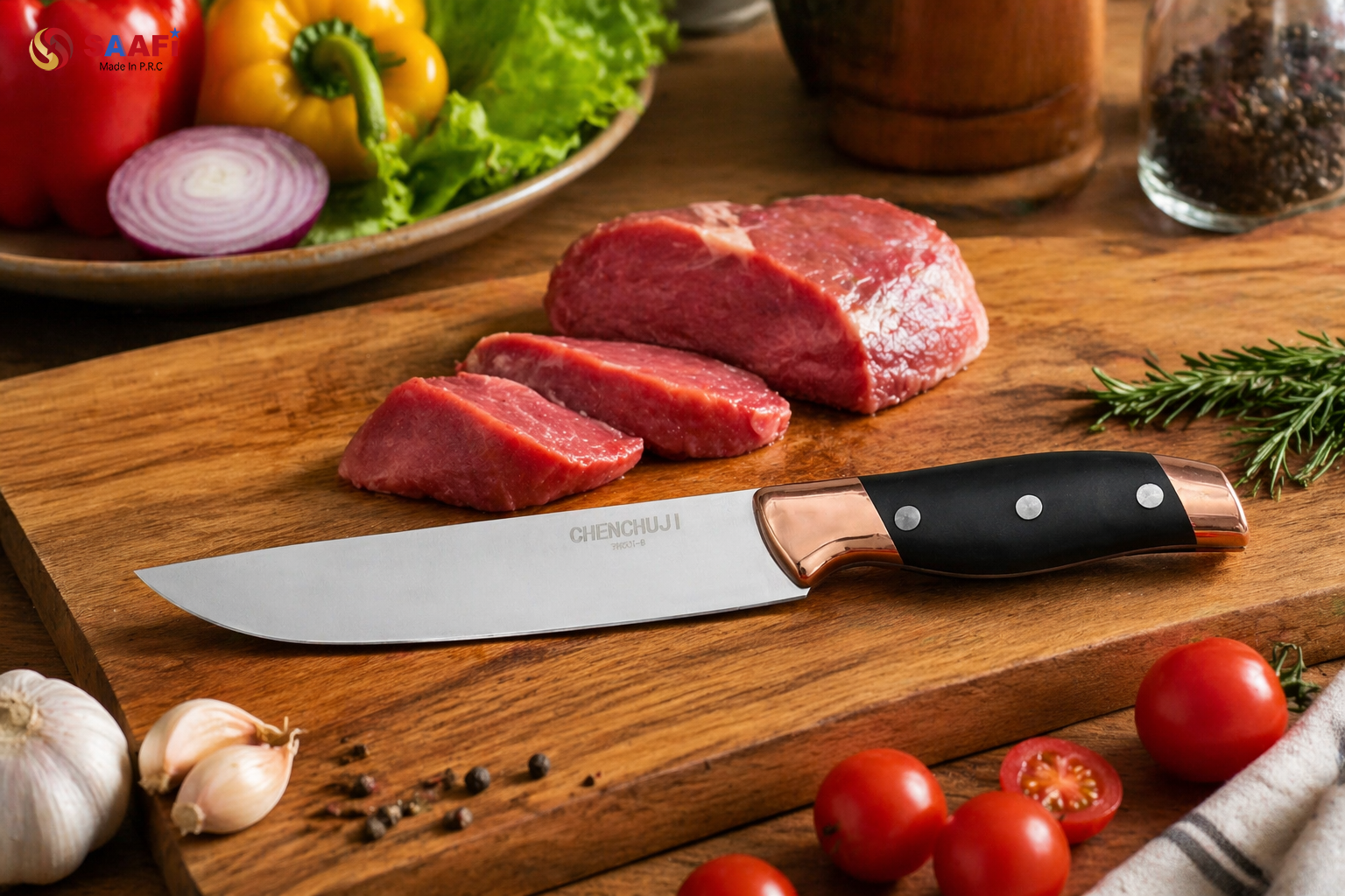 chef knife with plastic handle