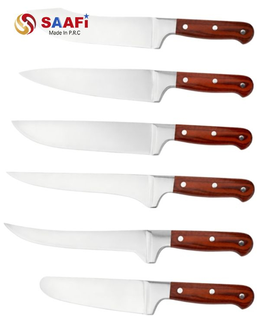 Professional Wood Handle Kitchen Knife Set for Butcher, Chef, Slicing And Utility Use