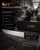 Professional Long Blade Butcher Knife with Black Triple-Rivet Handle for Commercial Kitchens
