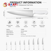 Professional Stainless Steel Chef Knife with Ergonomic White Handle – Razor Sharp Kitchen Knife for Meat & Vegetables