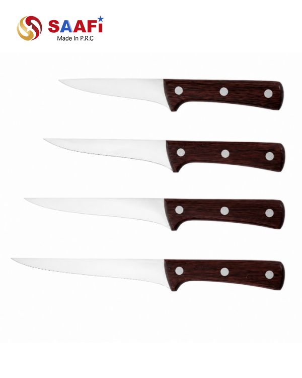 Professional Stainless Steel Chef Knife Series with Wooden Handle for Commercial Kitchen Use