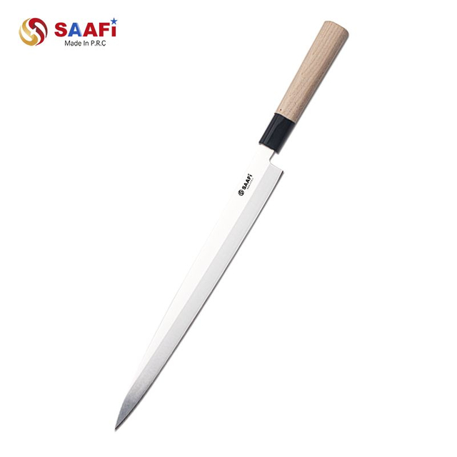 Premium Japanese Sashimi Knife – Long Blade Sushi & Salmon Slicing Knife with Wooden Handle