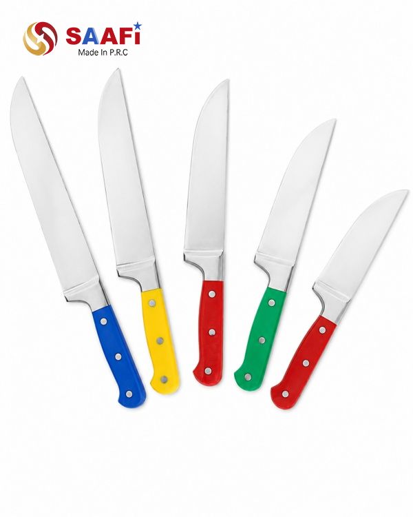 Colorful Handle Stainless Steel Kitchen Knife Set for Commercial and Household Use