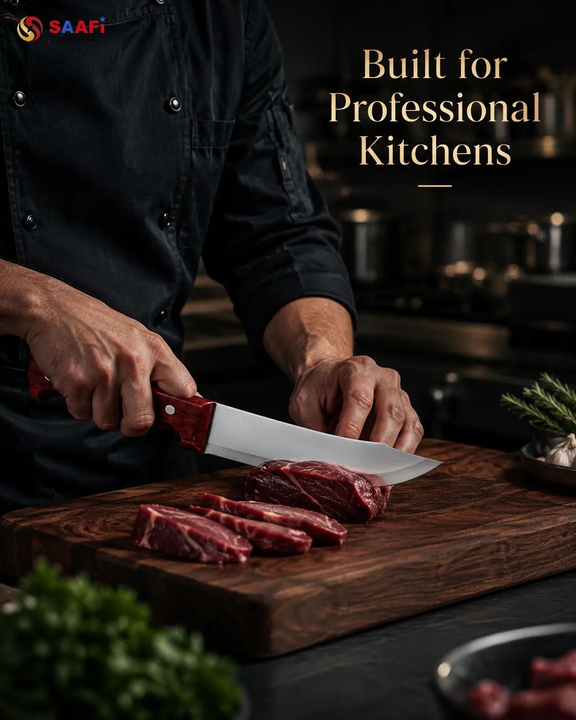 Professional Wood Handle Butcher Knife Series for Commercial Kitchen And Wholesale Supply