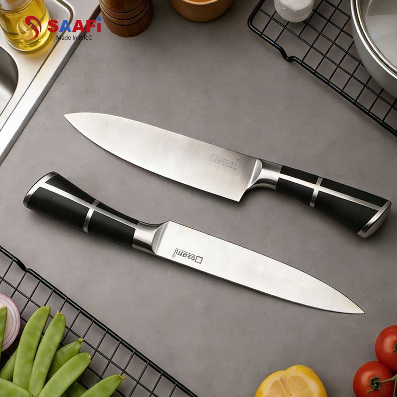 Stainless Steel Kitchen Knife Block Set with Rotating Stand