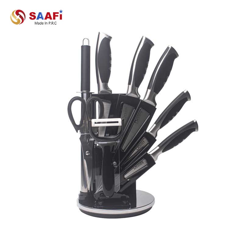  10-Piece Stainless Steel Kitchen Knife Block Set with Scissors And Peeler