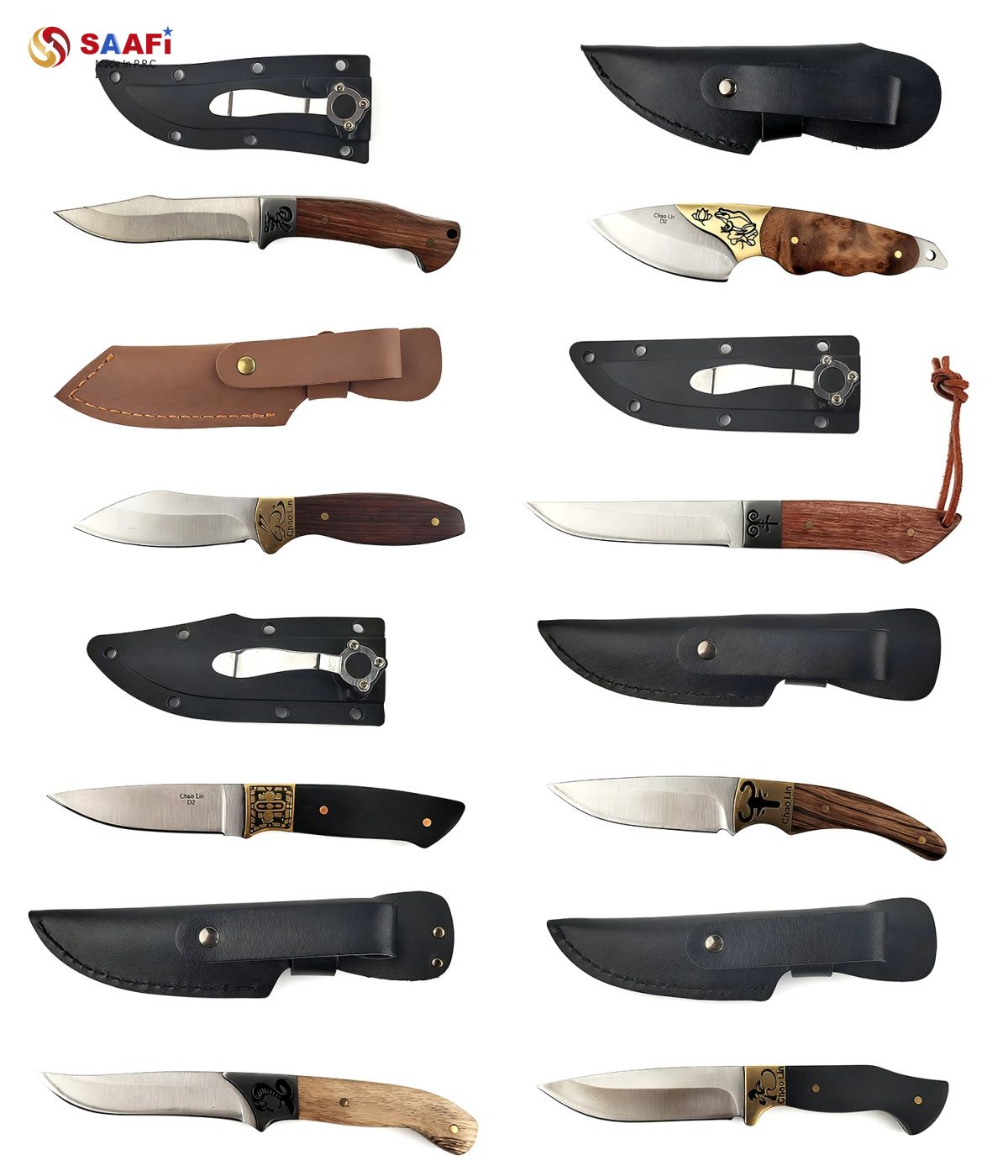 Handmade Fixed Blade Outdoor Knife with Wooden Handle And Leather Sheath for Camping & Hunting