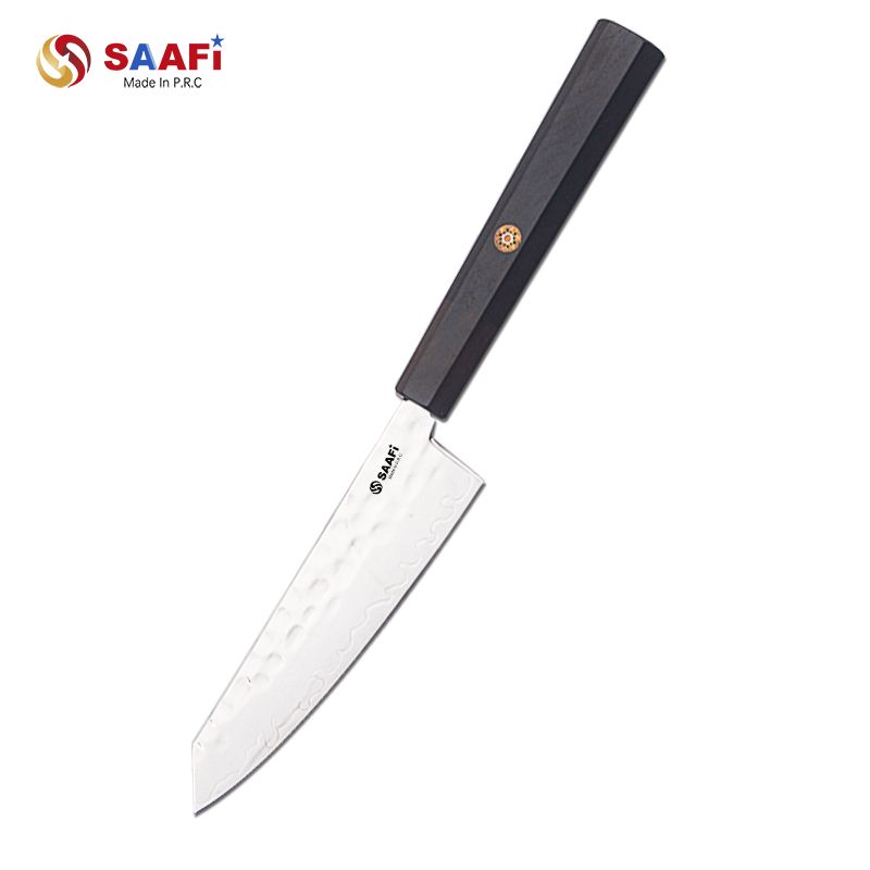 Japanese Santoku Knife with Hammered Blade And Wooden Handle – Multi-Purpose Kitchen Knife Supplier